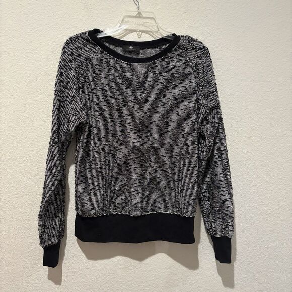 NWOT ADRIANO GOLDSCHMIED Womens Crewneck Sweatshirt Sweater Black White Small - Picture 1 of 8